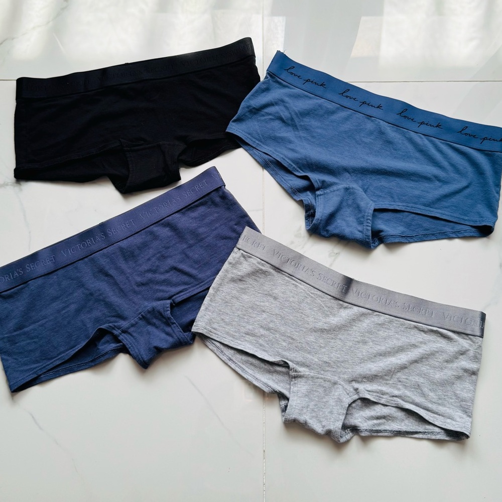 Victoria's Secret Cotton Boyshorts in Black, Blue, Navy & Gray